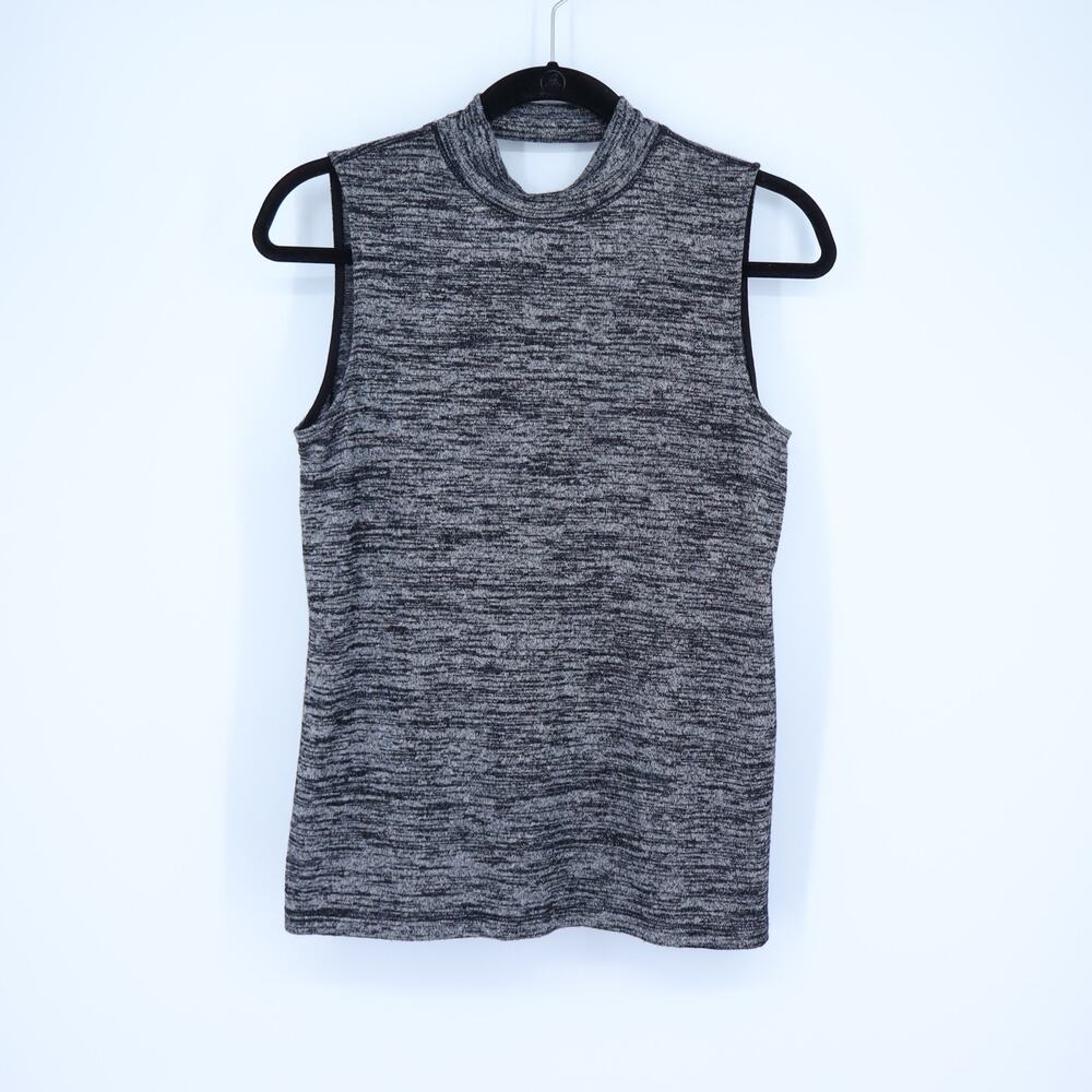 Rag & Bone/Jean Charley Tank Marled Charcoal Gray V-Back Mock Neck Women's S